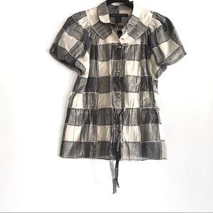 Marc by Marc Jacobs Vintage Metallic Gingham Peter Pan Collared Shirt Size 4